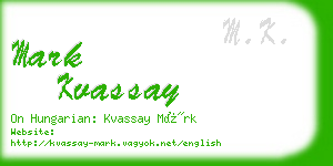 mark kvassay business card